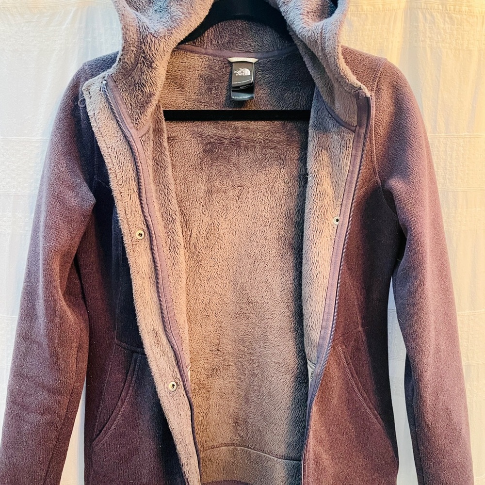 Hooded North Face sweatshirt. Full zip and lined